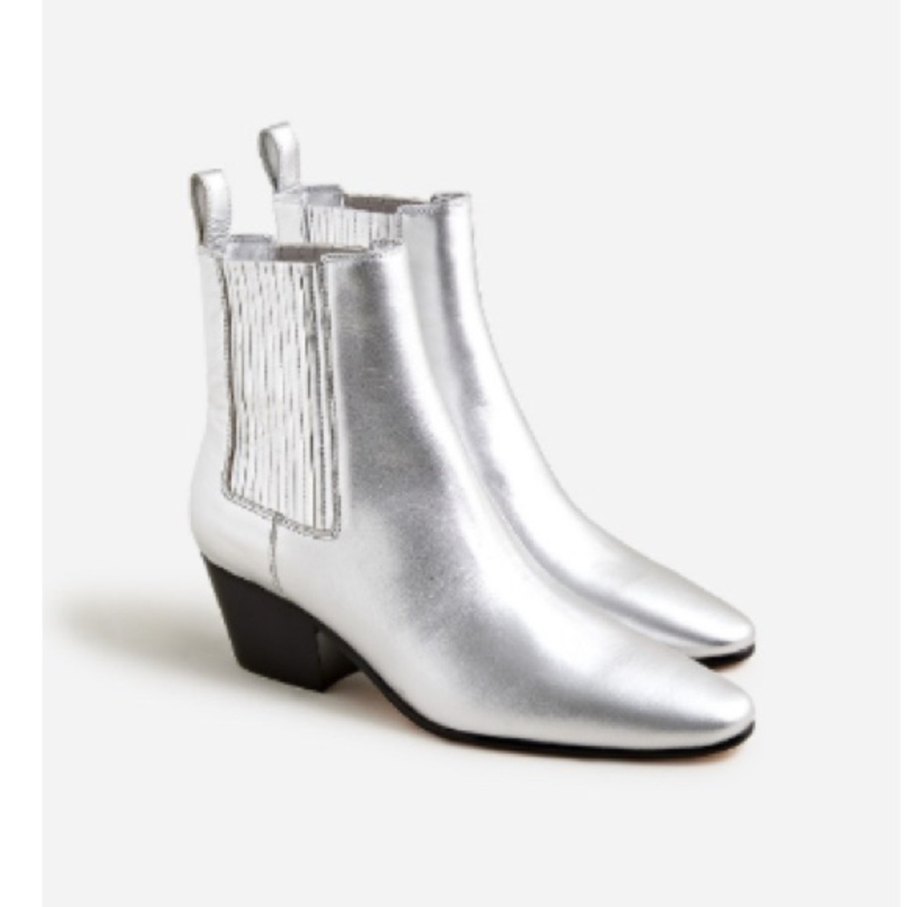 J. Crew Silver Ankle Boots